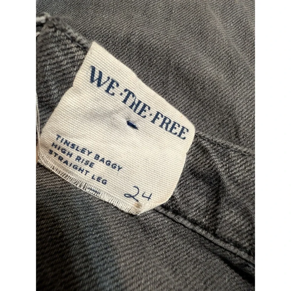 We The Free Free People Tinsley Baggy High Rise Straight Leg Jeans Gray 24